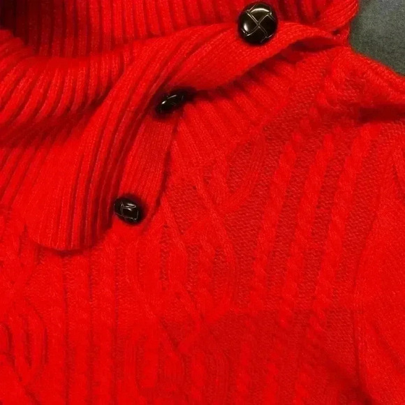 GH Bass Co. NWT Sweater Fall Womens M button cowl neck cute Waffle weave 0793 - Picture 2 of 8